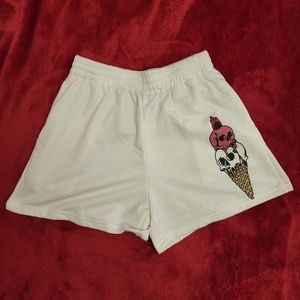 White cotton shorts ice cream shorts